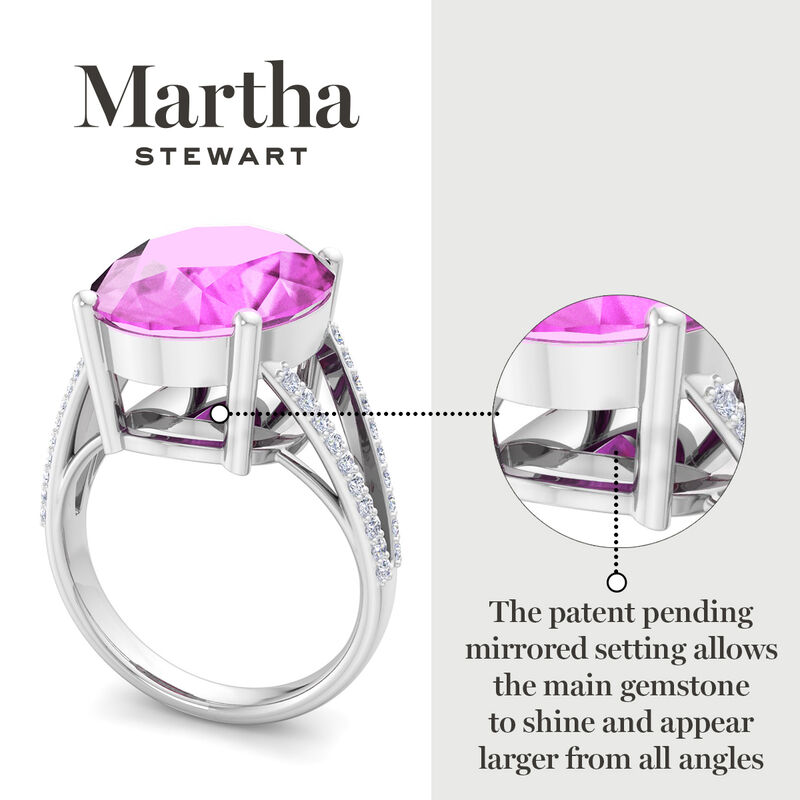 Martha Stewart 10 1/4ctw. Oval Pink Sapphire & Lab Grown Diamond Ring In Sterling Silver image number null